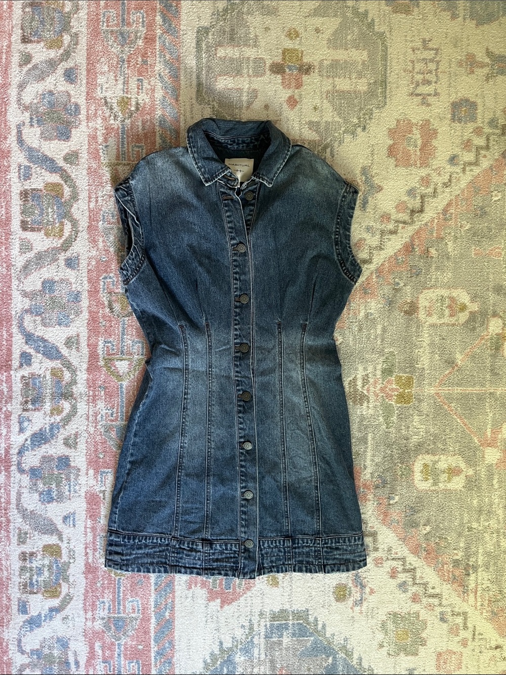 Habitual Dark Blue Denim Button-Up Dress